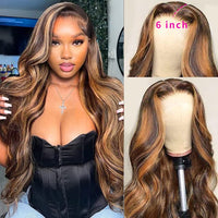 HD Transparent Lace Front Wigs 4/27 Highlight Wig Body Wave Human Hair 13x4/13x6 Lace Frontal Wigs Pre Plucked Natural Hairline