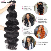 Ishow Body Wave Bundles Human Hair Brazilian Weaving Natural Black 1 3 4 Bundles Deal Virgin Hair 100% Human Hair Extensions