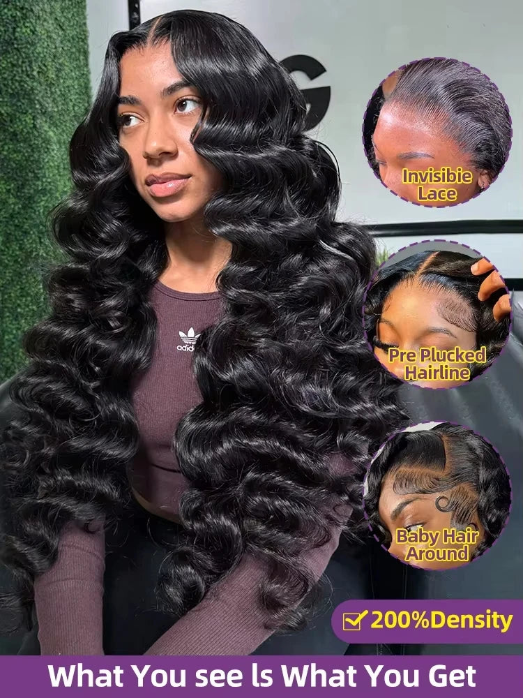 US WarehouseLoose Wave 13x4 HD Lace Front Wig 40 Inch Brazilian Curly Deep Wave 13x6 Lace Frontal Ship From US