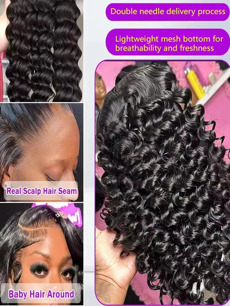US WarehouseLoose Wave 13x4 HD Lace Front Wig 40 Inch Brazilian Curly Deep Wave 13x6 Lace Frontal Ship From US
