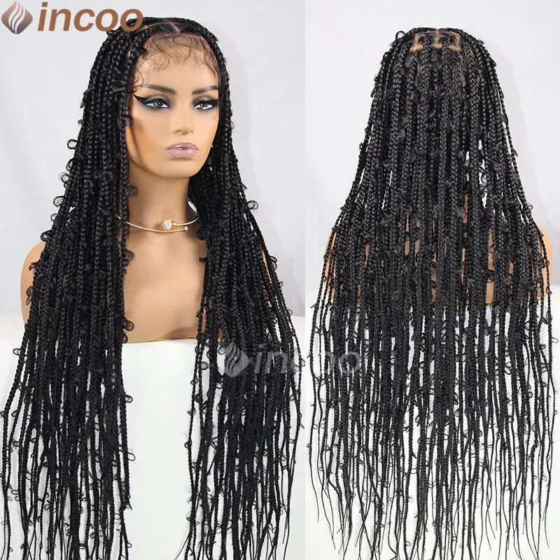 36 Inches Synthetic Lace Braided Wigs Butterfly Braids Lace Wig