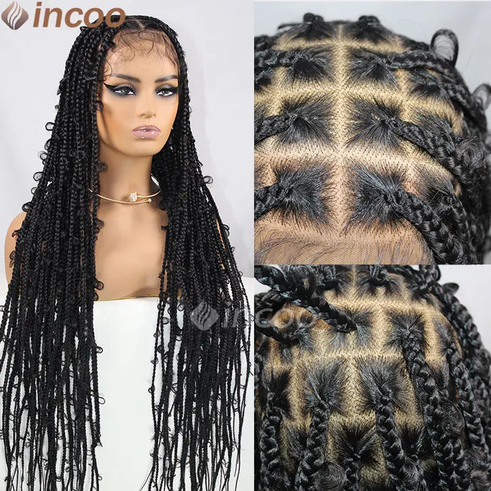 36 Inches Synthetic Lace Braided Wigs Butterfly Braids Lace Wig