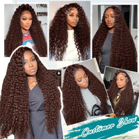 YKB 300 High Density Curly Wigs Human Hair Chocolate Brown Deep Water Wave 13X6 HD Lace Frontal Brazilian #2 Colored Raw Wig