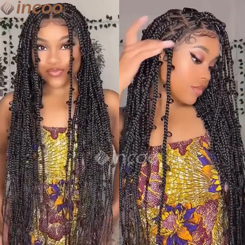 36 Inches Synthetic Lace Braided Wigs Butterfly Braids Lace Wig