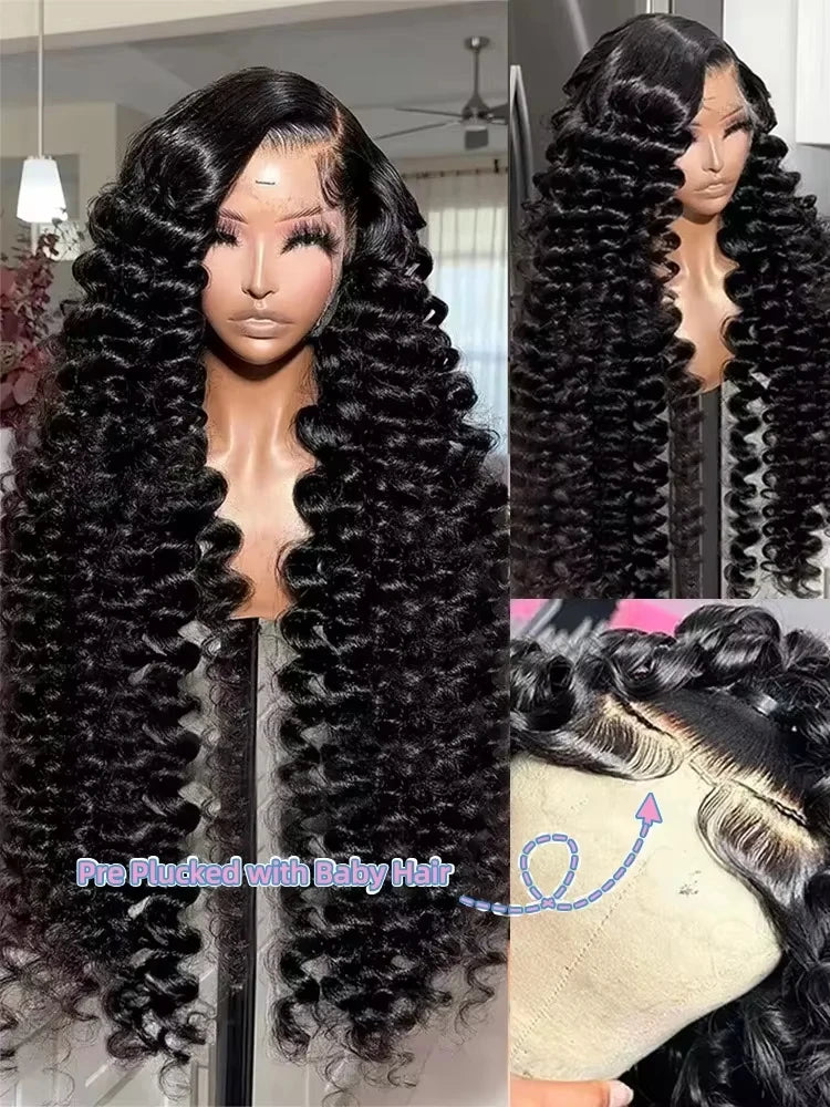 US WarehouseLoose Wave 13x4 HD Lace Front Wig 40 Inch Brazilian Curly Deep Wave 13x6 Lace Frontal Ship From US