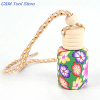 12ml Car Perfume Bottle Hanging Air Scent Freshener Perfume Diffuser Floral Art Printed Car Interior Decoration Travel Bottles