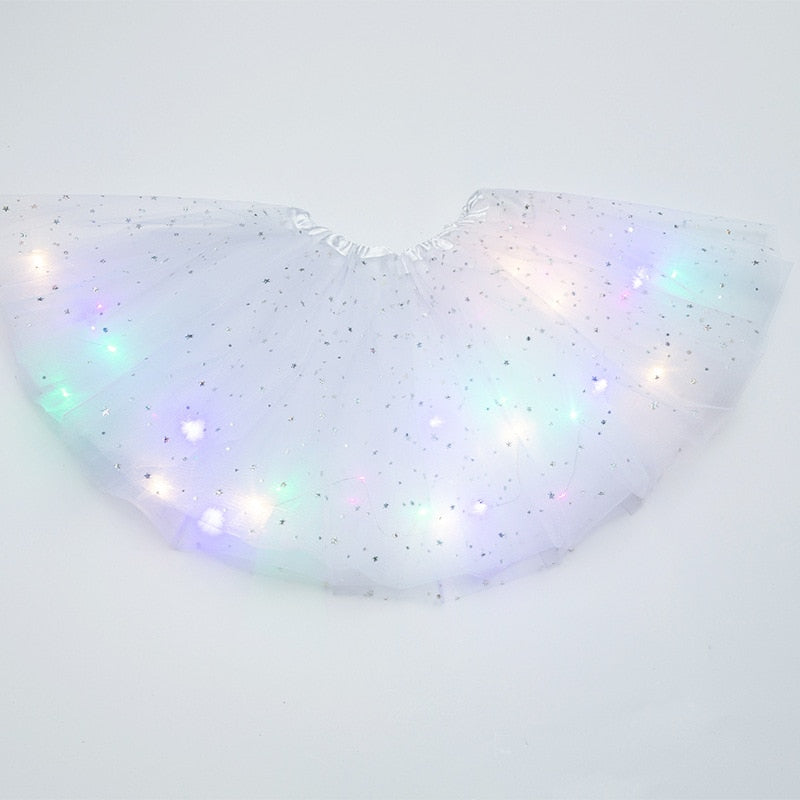 LED グローライトキッズガールズプリンセスチュチュスカート子供布ウェディングパーティーダンスミニスカート衣装コスプレ LED 服