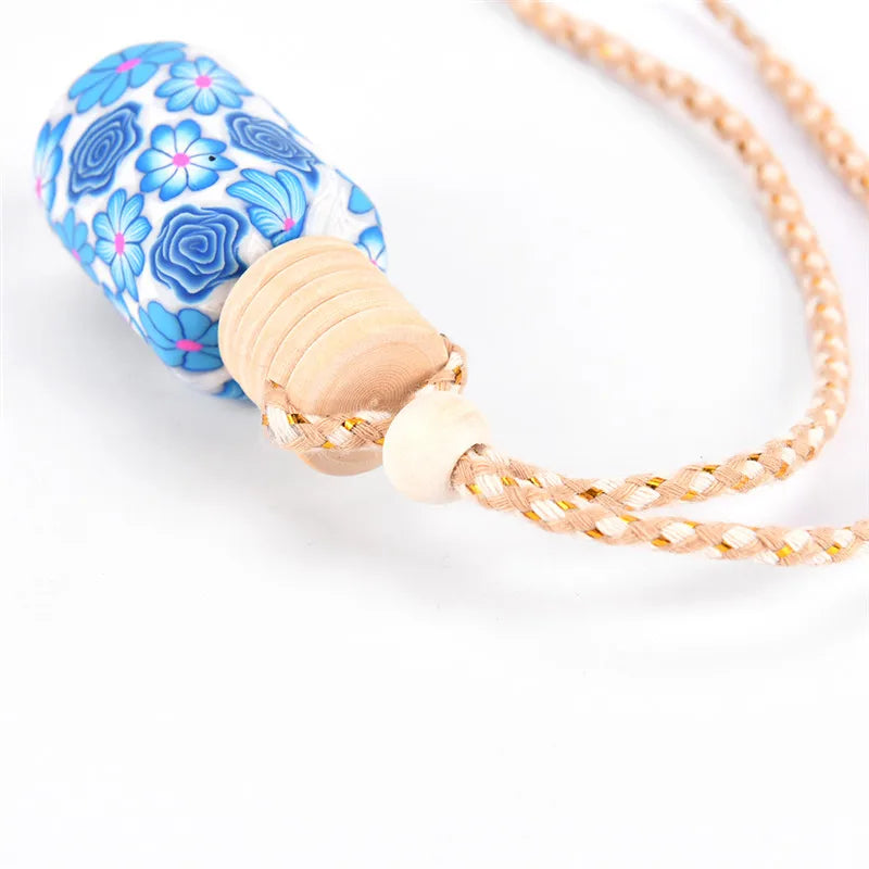 New Floral Art Printed Hanging Car Air Freshener Perfume Diffuser Fragrance Bottle