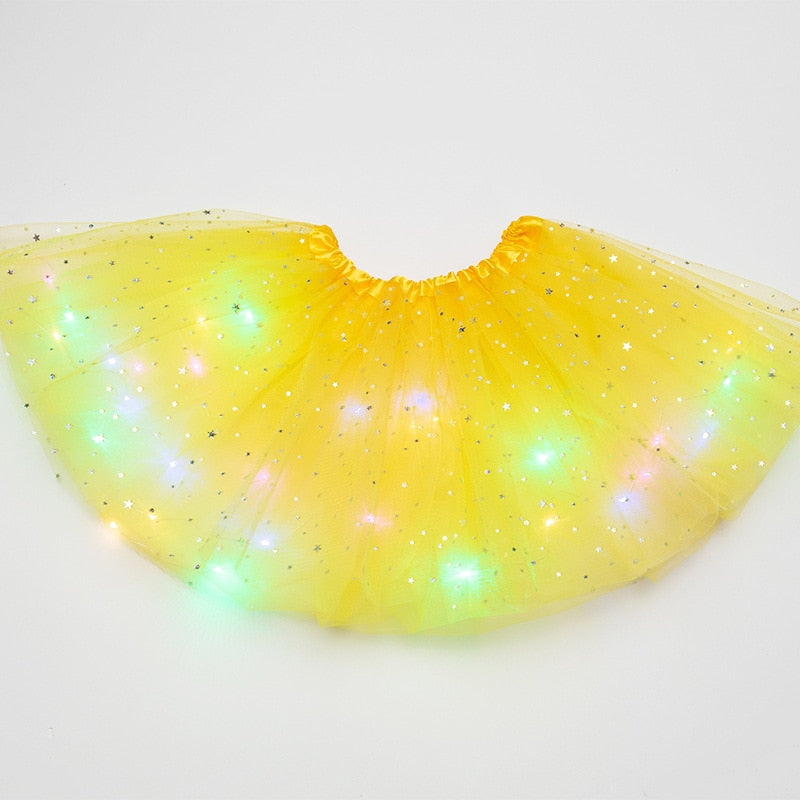 LED グローライトキッズガールズプリンセスチュチュスカート子供布ウェディングパーティーダンスミニスカート衣装コスプレ LED 服
