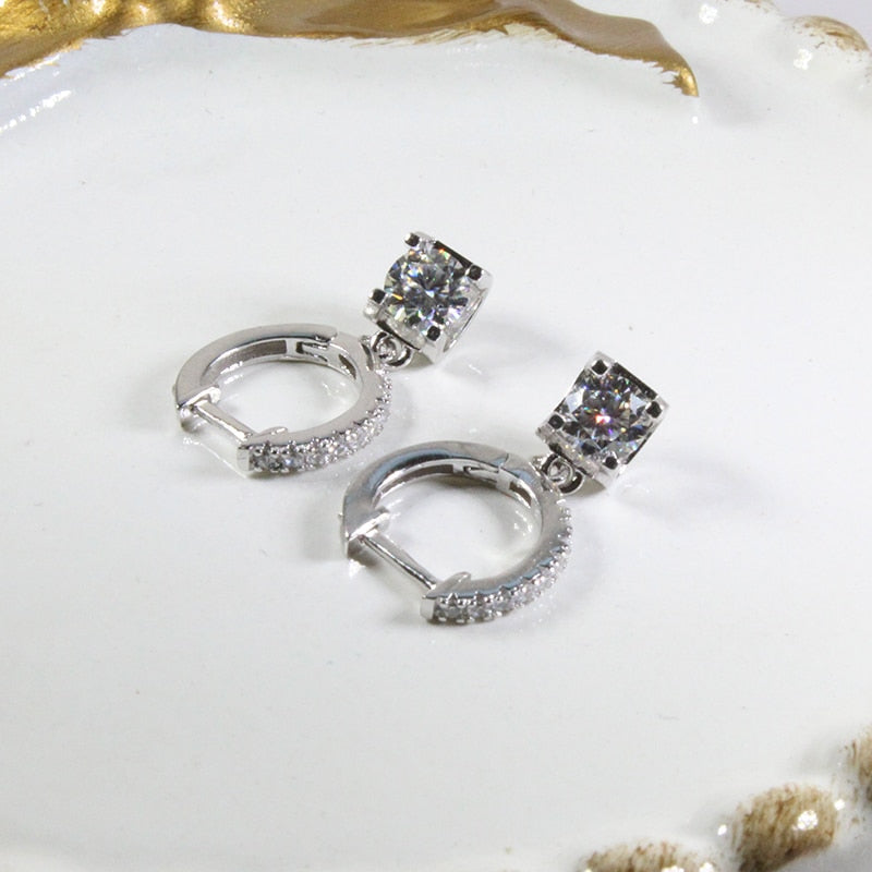 CoLife Jewelry Dazzling Moissanite Dangler for Wedding 0.5ct &1ct F Color Moissanite Drop Earrings 925 Silver Moissanite Eardrop