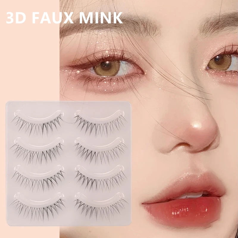 20pairs Natural False Eyelashes Thin Band Hand Made Short Lighter Eyelash Cosplay Korean Fashion Wispy Extension Makeup Tools