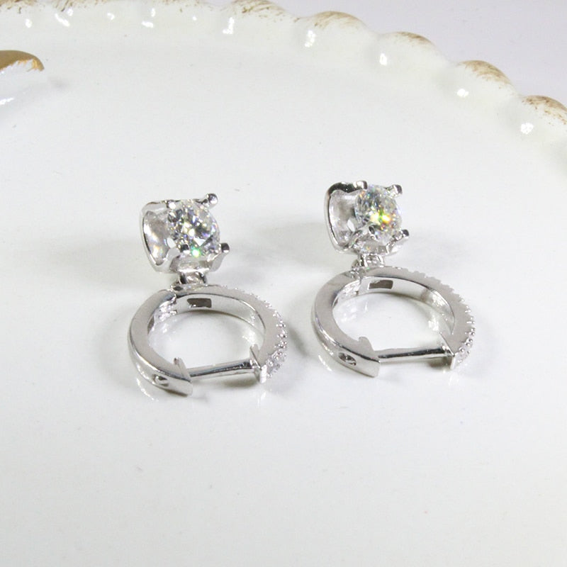 CoLife Jewelry Dazzling Moissanite Dangler for Wedding 0.5ct &1ct F Color Moissanite Drop Earrings 925 Silver Moissanite Eardrop