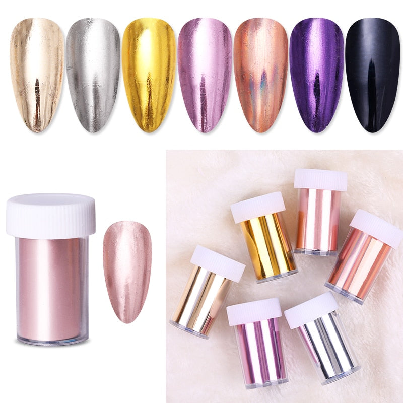 1 Roll Pink Gold Sliver Nail Foils Sparkly Sky Glitter Nail Art Transfer Stickers Slider Paper Nail Art Manicures Decoration New