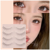 4pairs Natural False Eyelashes Thin Band Hand Made Short Lighter Eyelash Cosplay Korean Fashion Wispy Extension Makeup Tools