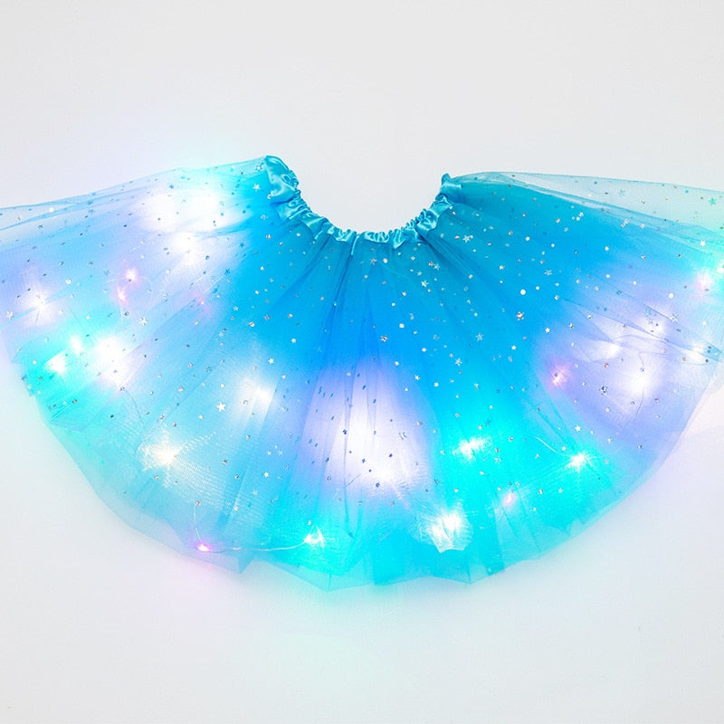 LED グローライトキッズガールズプリンセスチュチュスカート子供布ウェディングパーティーダンスミニスカート衣装コスプレ LED 服