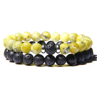 2Pcs/Set Couples Distance Bracelets male Black Lava Stone Beads bracelet female wood beads Charm Bracelets Women Men bracelet