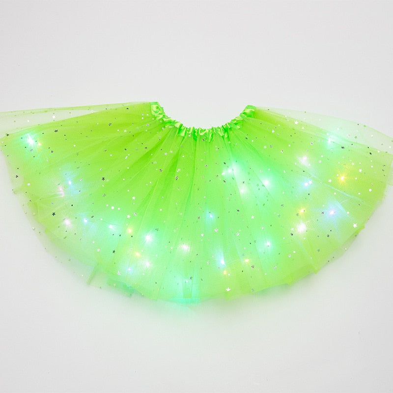 LED グローライトキッズガールズプリンセスチュチュスカート子供布ウェディングパーティーダンスミニスカート衣装コスプレ LED 服