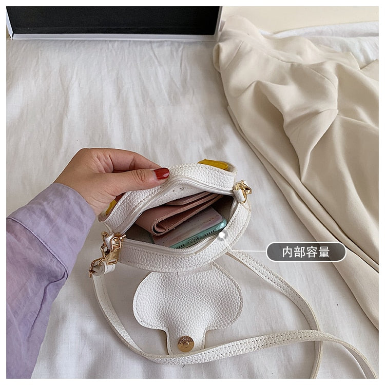 ホワイト & イエローかわいいアヒルスタイルクロスボディバッグ女性のためのファッションショルダーバッグ財布とハンドバッグ女の子のクラッチバッグ Pu レザー 2021