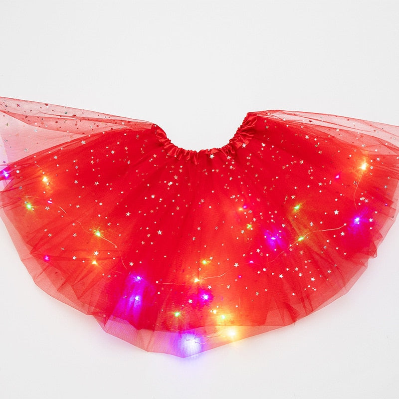LED グローライトキッズガールズプリンセスチュチュスカート子供布ウェディングパーティーダンスミニスカート衣装コスプレ LED 服