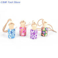 12ml Car Perfume Bottle Hanging Air Scent Freshener Perfume Diffuser Floral Art Printed Car Interior Decoration Travel Bottles