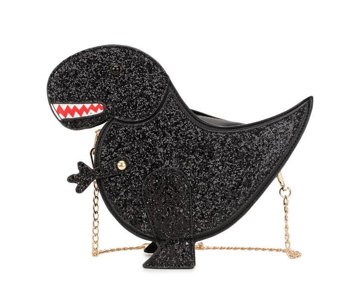 Trendy Glittery Dinosaur Crossbody Bag for Women's Chain Purses and Handbags Female Shoulder Bag  Casual Clutch Bag Pu Leather