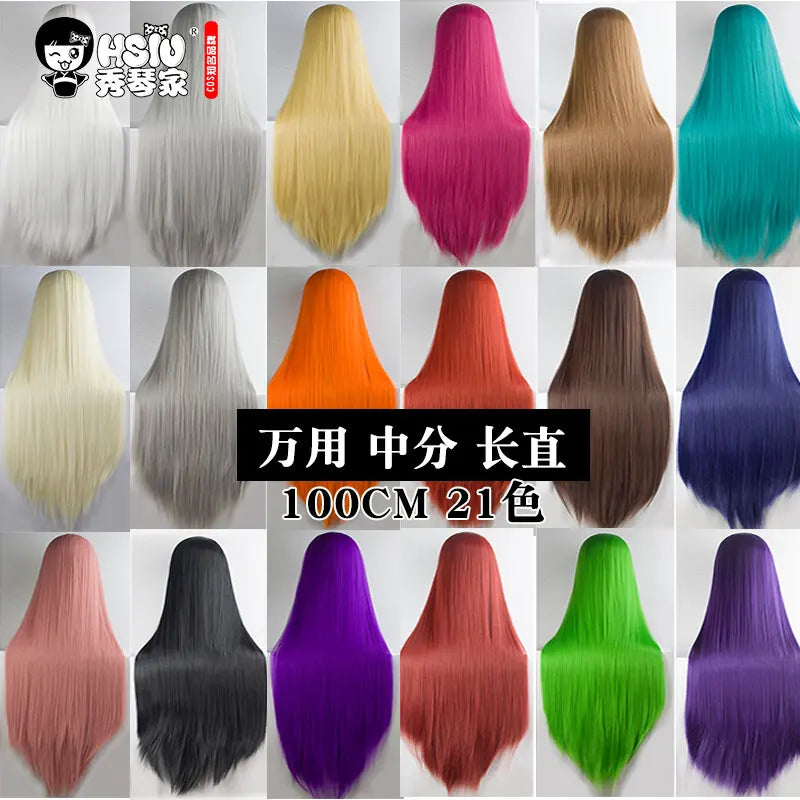 100cm cosplay Long Wig Synthetic Wigs Cosplay Wigs Party Wigs 21 color