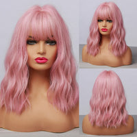 ALAN EATON Short Silky Straight Synthetic Wigs with Bangs Black Brown Lolita Bobo Wigs For Women Cosplay Daily Heat Resistant