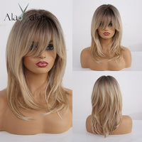 ALAN EATON Short Silky Straight Synthetic Wigs with Bangs Black Brown Lolita Bobo Wigs For Women Cosplay Daily Heat Resistant
