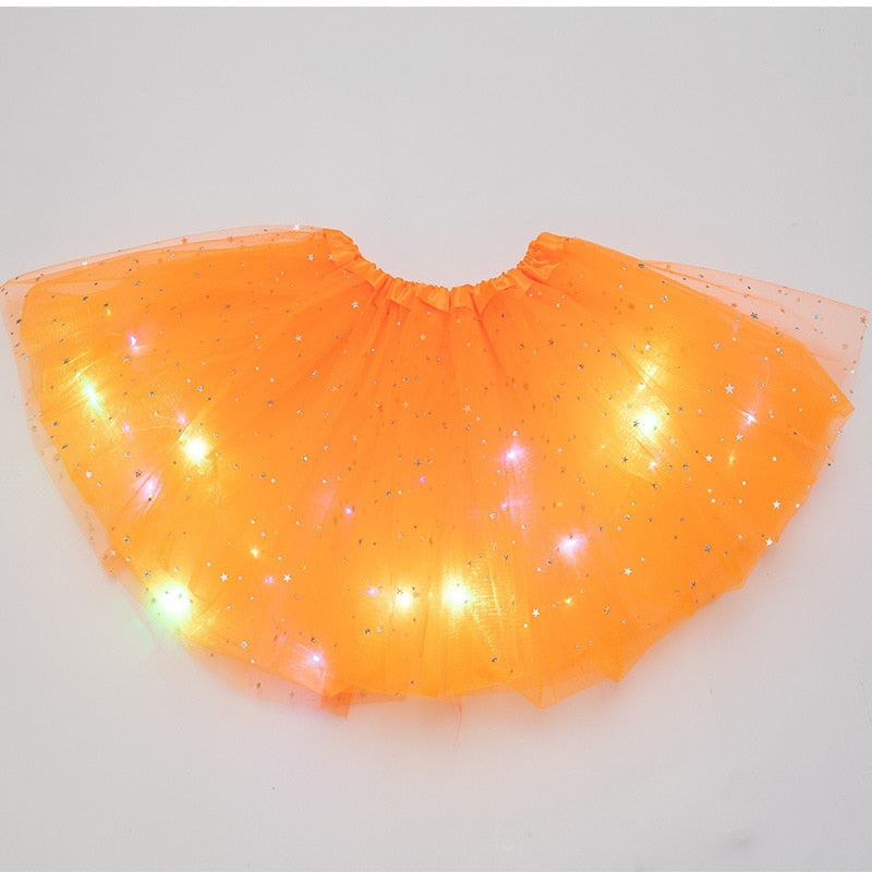 LED グローライトキッズガールズプリンセスチュチュスカート子供布ウェディングパーティーダンスミニスカート衣装コスプレ LED 服