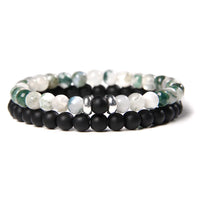 2Pcs/Set Couples Distance Bracelets male Black Lava Stone Beads bracelet female wood beads Charm Bracelets Women Men bracelet
