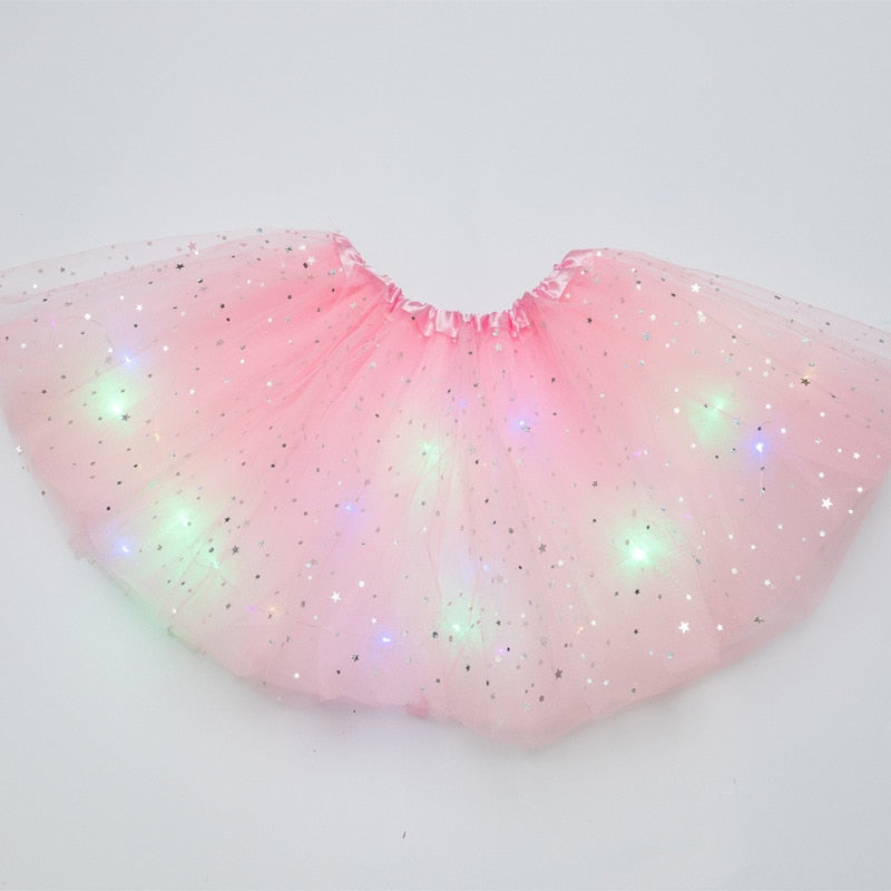 LED グローライトキッズガールズプリンセスチュチュスカート子供布ウェディングパーティーダンスミニスカート衣装コスプレ LED 服