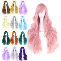 Soowee 24 Colors 80cm Long Synthetic Hair Wig for Women Heat Resistant Fiber Hairpiece Pink Gray Straight Cosplay Wigs