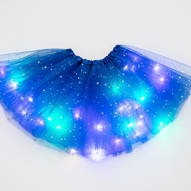 LED グローライトキッズガールズプリンセスチュチュスカート子供布ウェディングパーティーダンスミニスカート衣装コスプレ LED 服