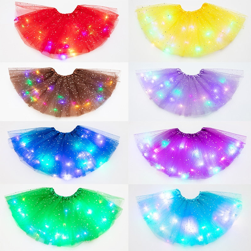 LED グローライトキッズガールズプリンセスチュチュスカート子供布ウェディングパーティーダンスミニスカート衣装コスプレ LED 服