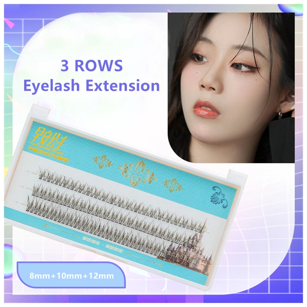 3 Rows Of False Eyeslashes Personal Eyelash Professional Makeup Individual Cluster EyeLashes Grafting Fake Eye Lash Extension