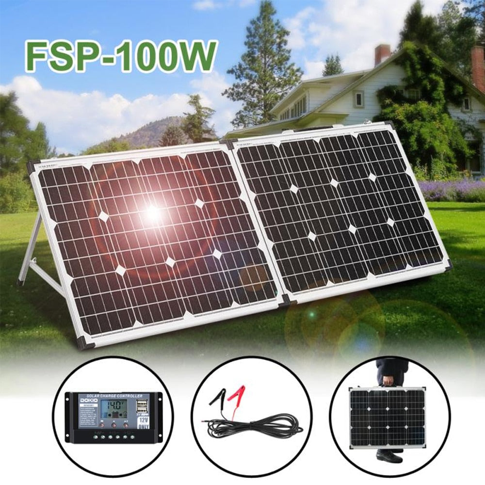 Dokio 100W (2 個 x 50W) 折りたたみ式ソーラーパネル中国 Pannello Solare USB コントローラー太陽電池セル/モジュール/システム充電器