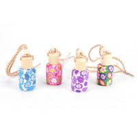 New Floral Art Printed Hanging Car Air Freshener Perfume Diffuser Fragrance Bottle