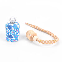 New Floral Art Printed Hanging Car Air Freshener Perfume Diffuser Fragrance Bottle