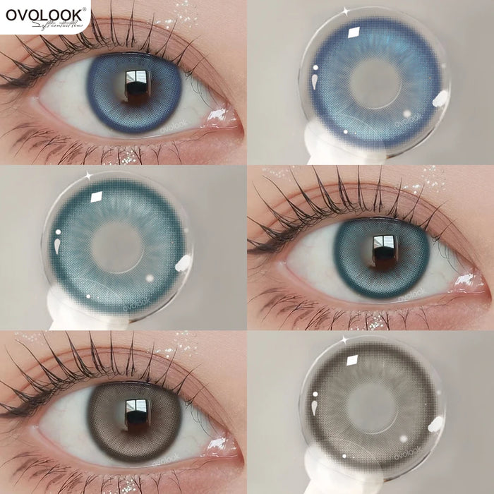 OVOLOOK-2pcs Myopia Color Contact Lenses for Eyes with Prescription Beauty Pupils Makeup Eye Color Lenses Fashion Blue Lenses