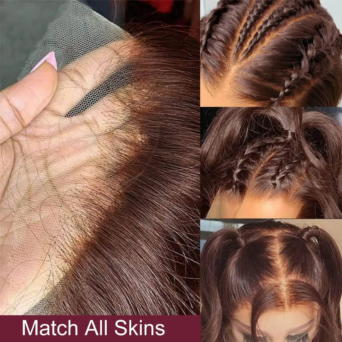 34 Inch Chocolate Brown Human Hair Wigs Straight 13x4 13x6 HD Transparent Lace Frontal Wig For Women Brazilian Remy Virgin Hair