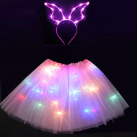 ライト LED フラワーガール子供服チュチュスカートプリンセスパーティートナカイ角カチューシャ鹿の耳誕生日クリスマスハロウィン