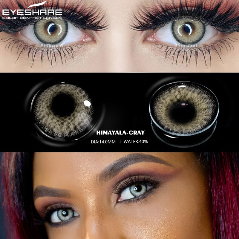 EYESHARE Color Contact Lenses for Eyes 2pcs Natural Brown Contact Lenses Gray Blue Lenses Yearly Beautiful Pupil Contact Lenses