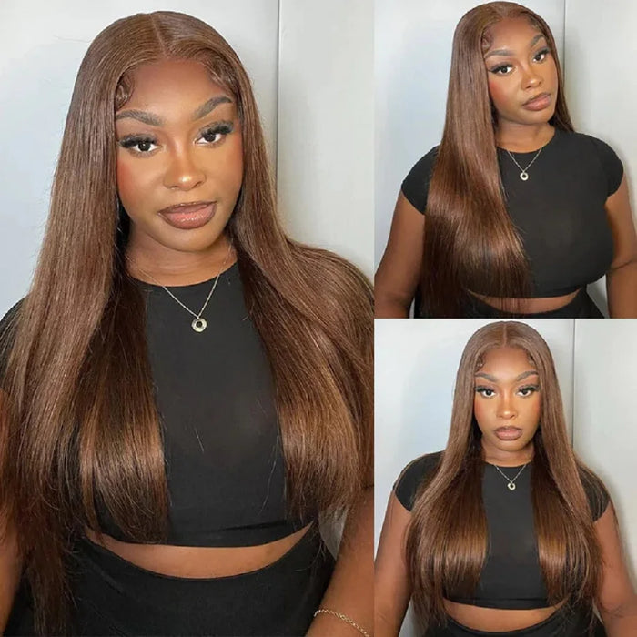 Chocolate Brown Straight 13x4 13x6 Hd Lace Frontal Wig Brazilian Colored T Part Human Hair Wigs For Women Preplucked 30 36 Inch