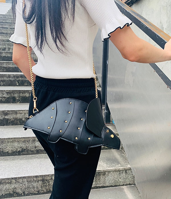 女性用財布とハンドバッグ用トリケラトプス ミニ クロスボディバッグ