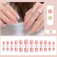 24pcs/Bag Fake Nails Press on Short Reusable Tips Set