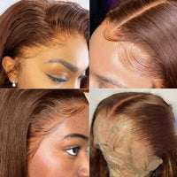 Chocolate Brown Lace Front Human Hair Wigs Pre Plucked Dark Brown Bone Straight 13x4 13x6 HD Lace frontal Wig On Sale Clearance