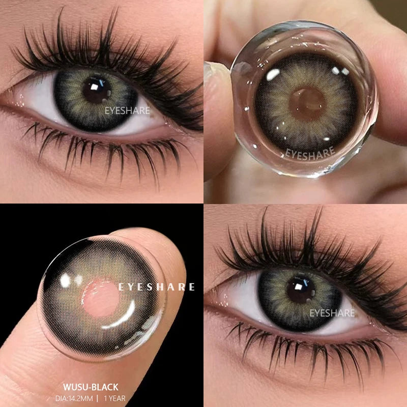 EYESHARE 1pair Colored Contact Lenses for Eyes Natural Brown Contact Blue Eyes Lenses Gray Contacts Yearly Green Pupils