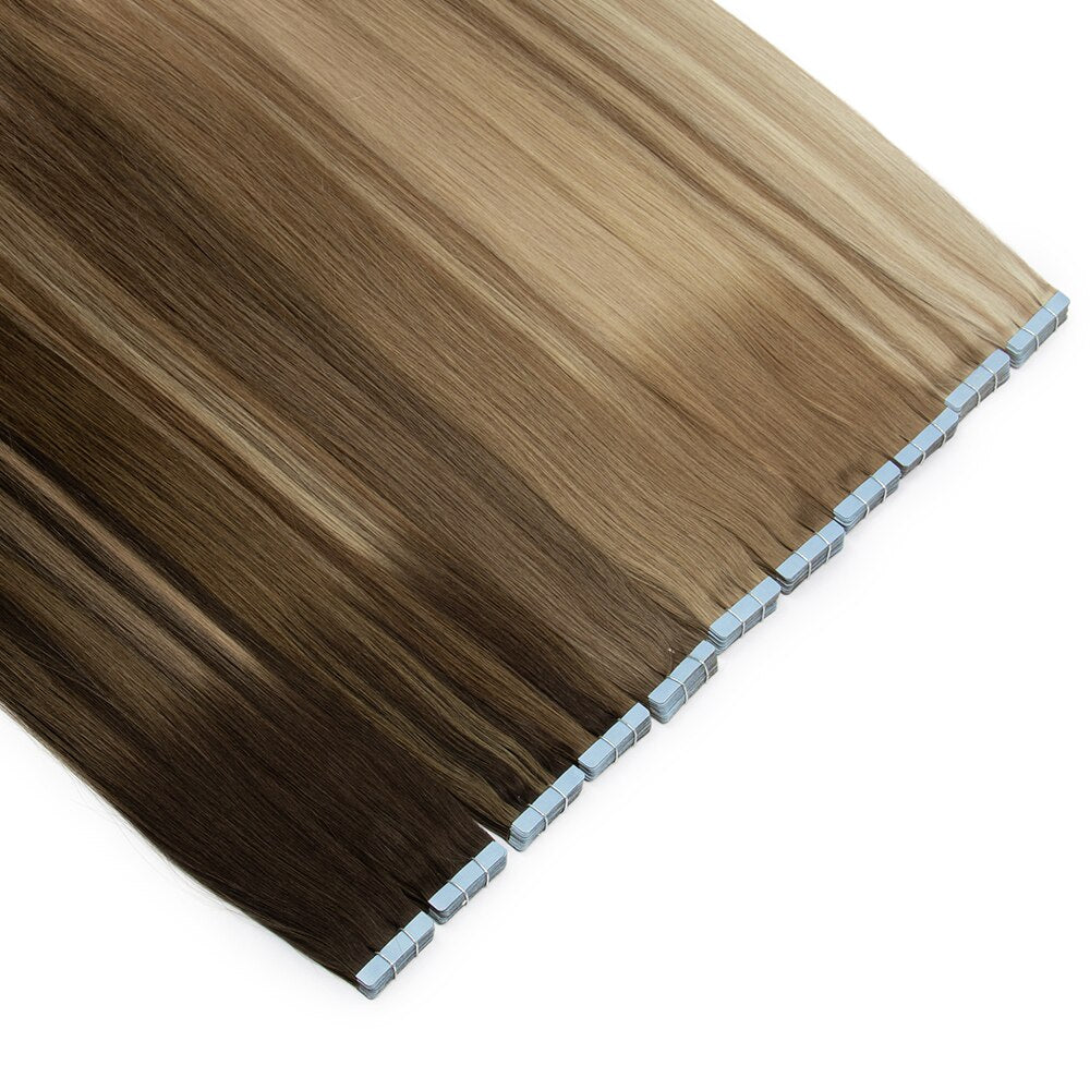 14-24'' Long Human Hair Extension Tape Ins Natural Real Human Hair Skin Weft Adhesive Hairpiece