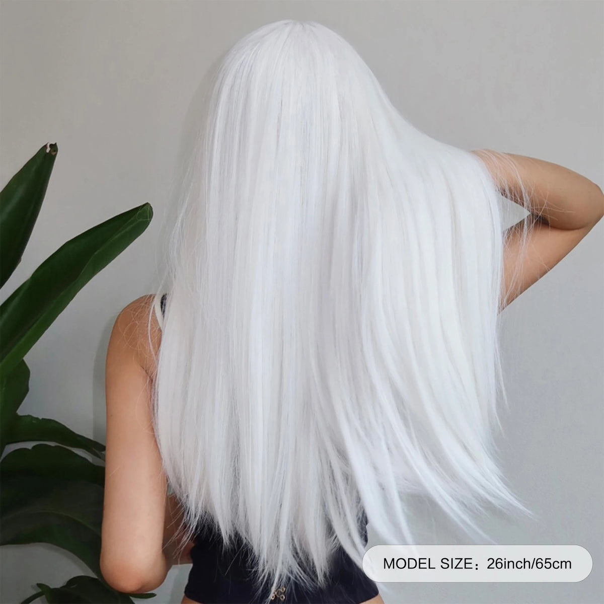 White Long Straight Synthetic Wigs for Women Colorful Cosplay Party Fake Hair with Bangs White Wig HighTemperature