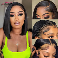 Wear And Go Glueless Wig Human Hair Ready To Wear 13x4 Lace Front Wigs Straight Short Bob Lace Wig For Black Women Preplucked